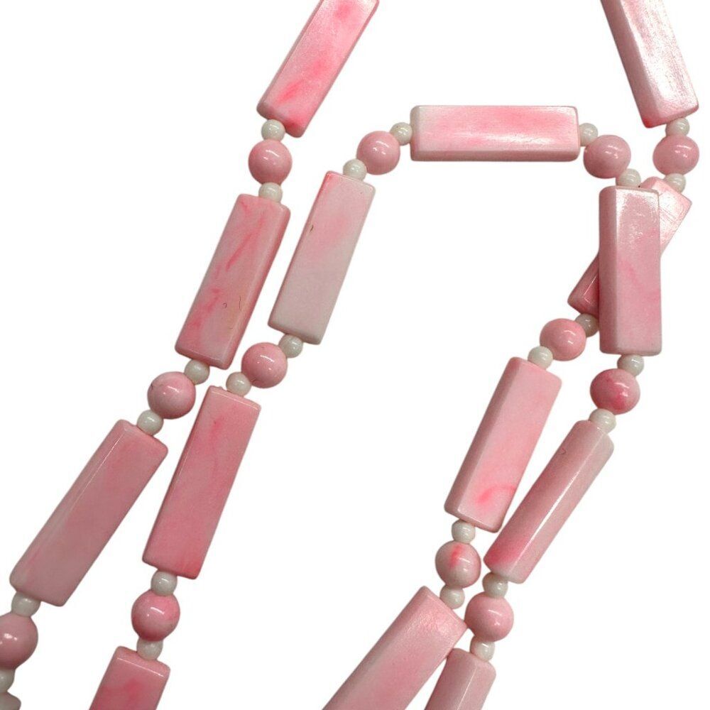 Pink Rectangle Bead Necklace - Picture 5 of 5